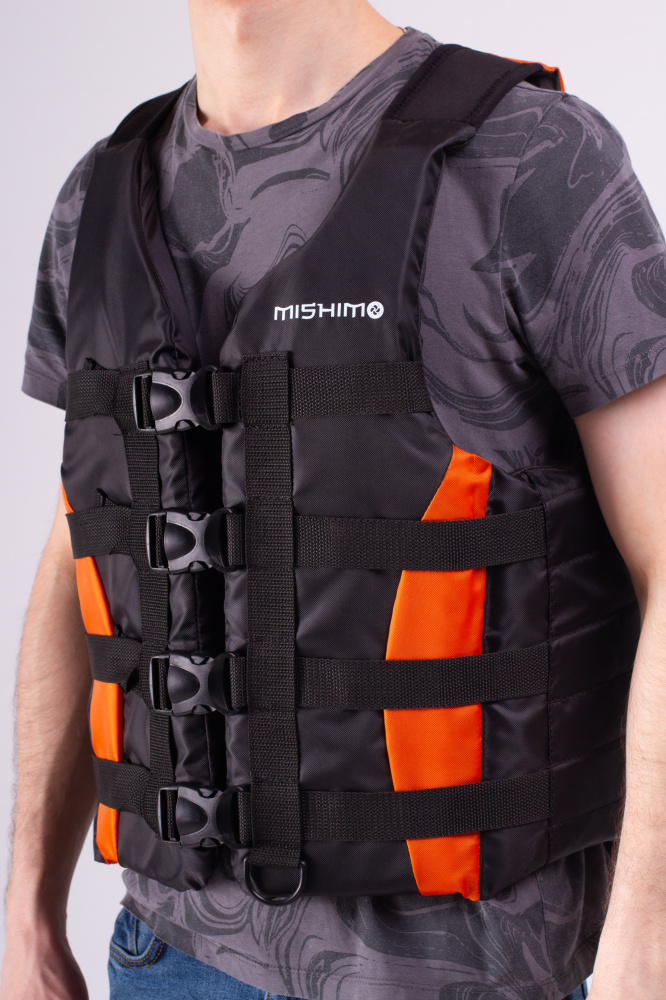 Жилет спасательный MISHIMO PRO Премиум качества Черно-оранжевый в Уфе