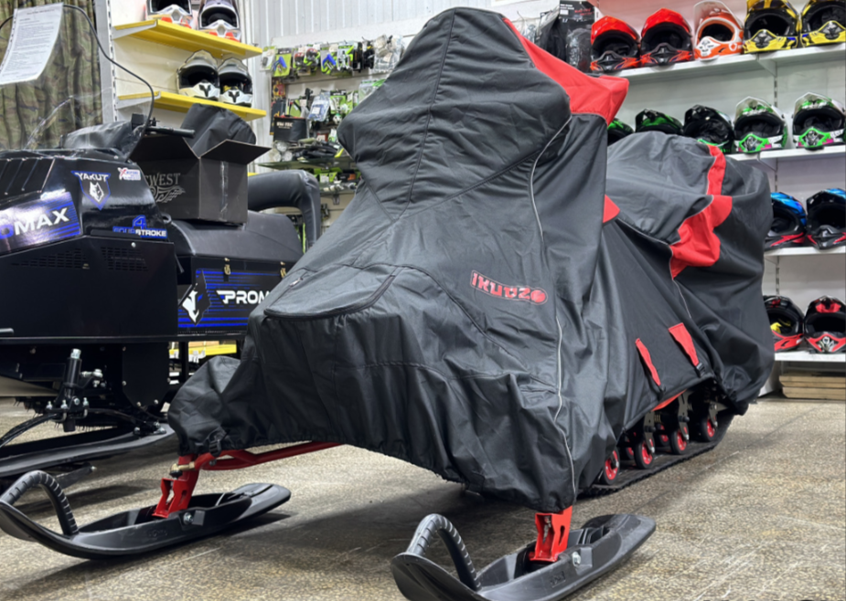 Чехол транспорт. снегохода IKUDZO HUNTER черно-красный Оксфорд ПРЕМИУМ качества с лого IKUDZO в Уфе