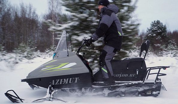Миниснегоход Бурлак Азимут 20 л.с. , эл.запуск, реверс, тормоз гидравл, капот серый в Уфе